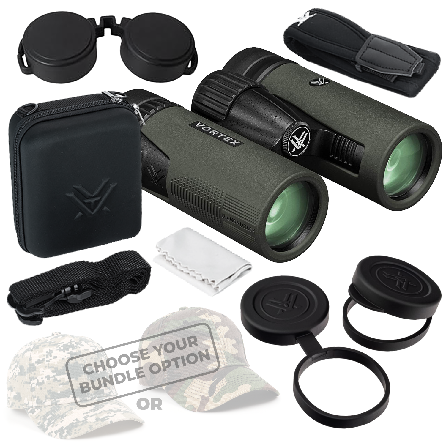 Vortex Optics DB-212 Diamondback HD 8x32 Binocular with Free Hat