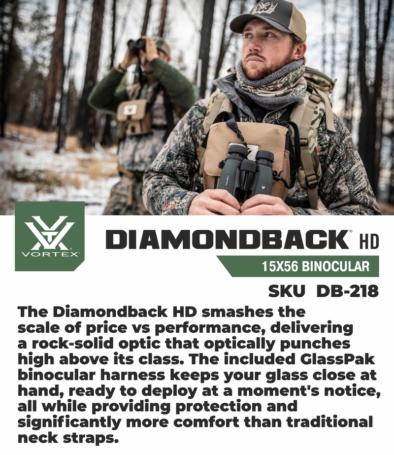 Vortex Optics DB-218 Diamondback HD 15x56 Binocular with Free Hat Bundle
