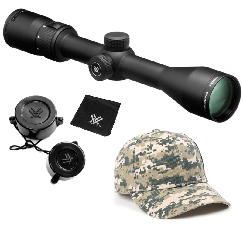Vortex Optics Diamondback 3-9x40 Dead-Hold BDC (MOA) Reticle, 1 inch Tube Riflescope with Hat and  Rings Bundle