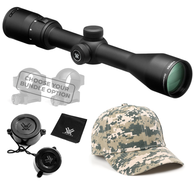 Vortex Optics Diamondback 3-9x40 Dead-Hold BDC (MOA) Reticle, 1 inch Tube Riflescope with Hat and  Rings Bundle