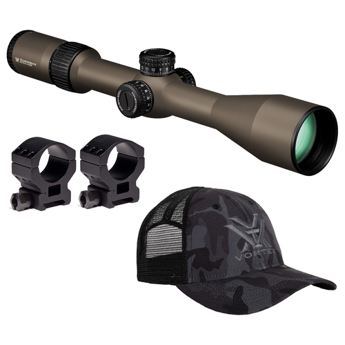 Vortex Optics Diamondback FFP 6-24x50 Riflescope FDE Customized w 30mm Rings Set and Hat
