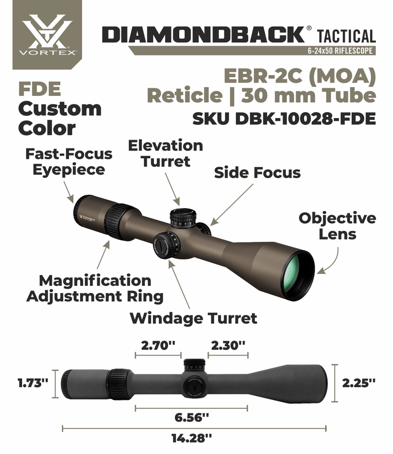 Vortex Optics Diamondback FFP 6-24x50 EBR-2C Riflescope FDE - CUSTOMIZED ITEM