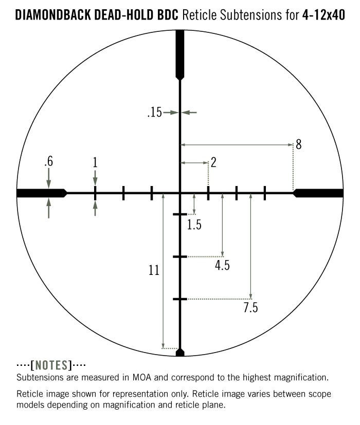 Vortex Optics Diamondback 4-12X40 SFP Riflescope Dead-Hold BDC Reticle, 1inch