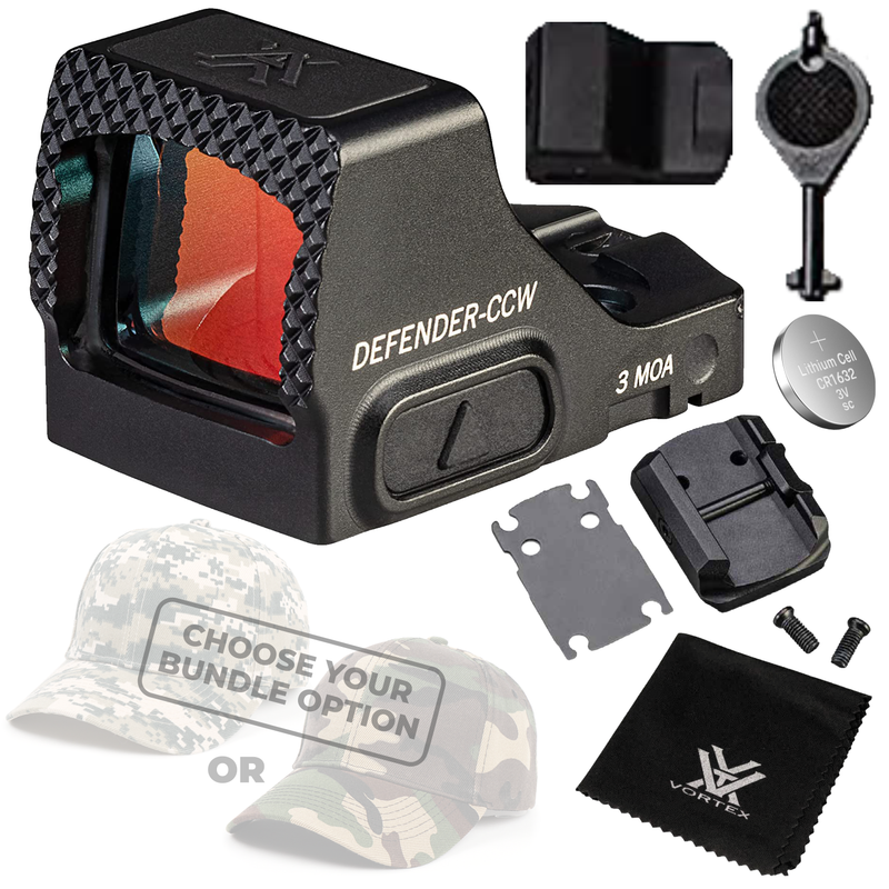 Vortex Optics Defender-CCW 3 MOA Red Dot (DFCCW-MRD3) with Free Hat Bundle