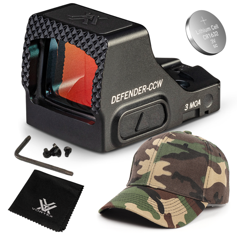 Vortex Optics Defender-CCW 3 MOA Red Dot (DFCCW-MRD3) with Free Hat Bundle