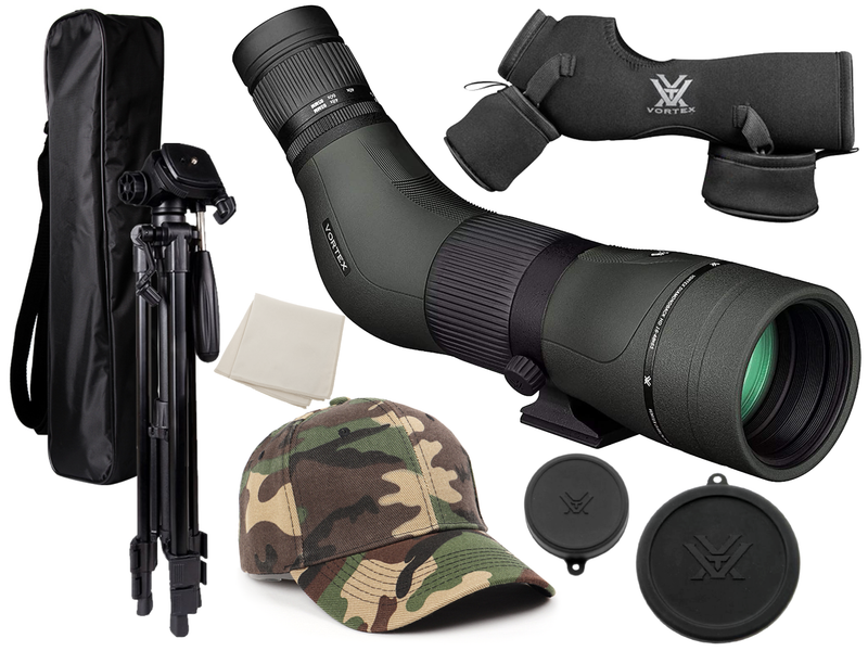 Vortex Optics Diamondback HD Spotting Scope 16-48x65 Angled with Free TriPod and Hat Bundle