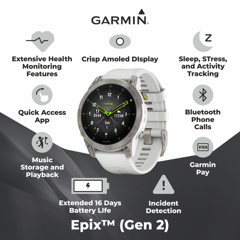 Garmin EPIX (Gen 2) Premium Active Smartwatch with AMOLED display with Wearable4U Power Bank Bundle