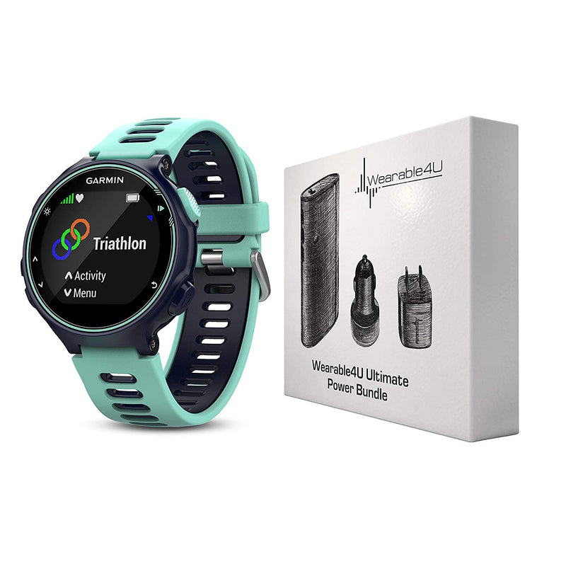 Garmin Forerunner 735XT GPS Running Watch with MultiSport Features and Wrist-based Heart Rate and Wearable4U Ultimate Power Pack Bundle