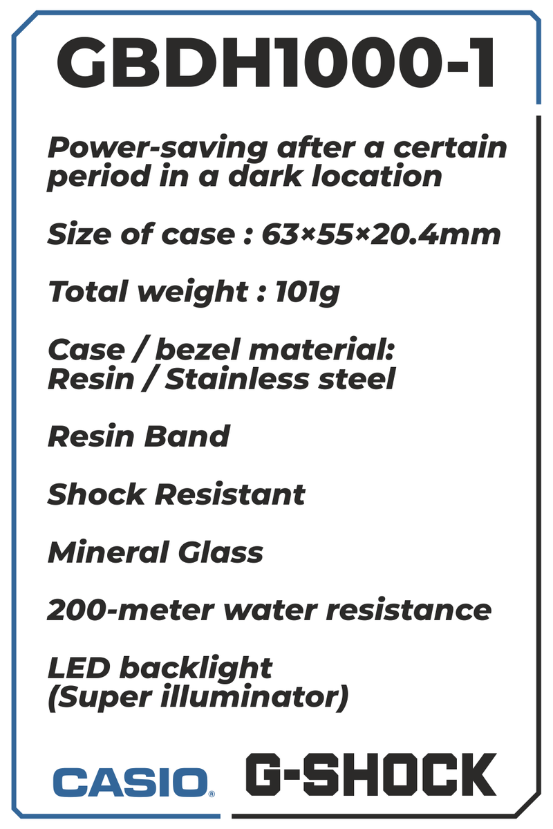 Casio G-Shock Move Digital Black Sport Watch GBD-H1000-1CR with Wearable4U Power Pack Bundle