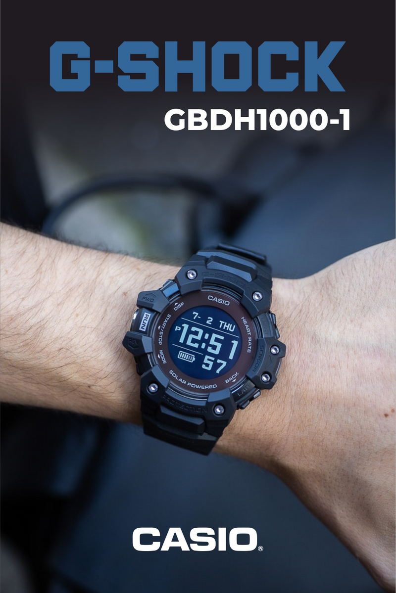 Casio G-Shock Move Digital Black Sport Watch GBD-H1000-1CR with Wearable4U Power Pack Bundle