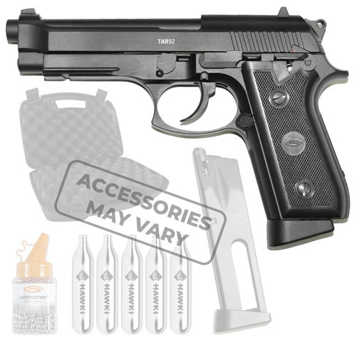 Gletcher TAR 92 .177 Cal CO2 Blowback Full Auto Full Metal Double-action BB Air Pistol with Included Bundle
