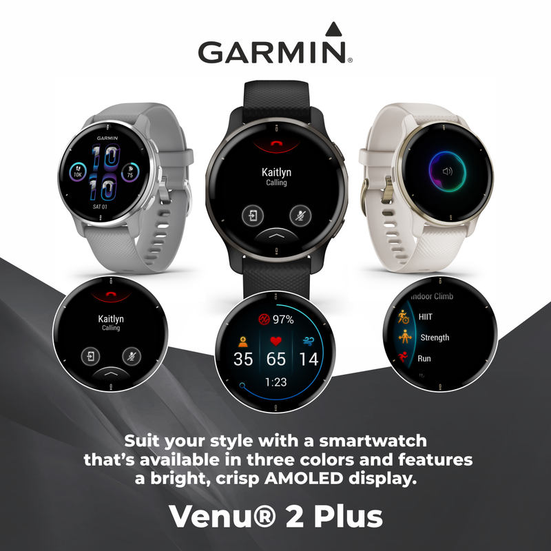 Garmin Venu 2 Plus GPS Multisport Smartwatch with Call and Text, Music, Adv HM+FF and Wearable4U EarBuds Bundle