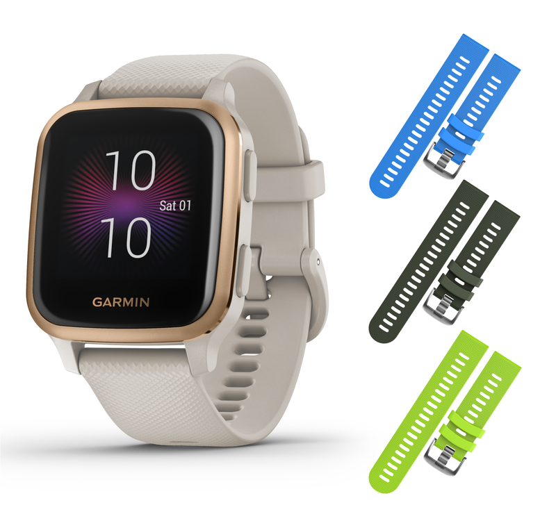Garmin Venu Sq Sport or Music GPS Fitness Smartwatch and Included Wearable4U 3 Straps Bundle