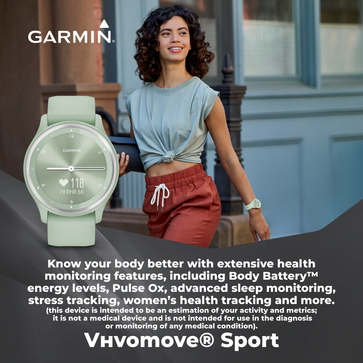 Garmin vivomove Sport, Hybrid Smartwatch, Health Features