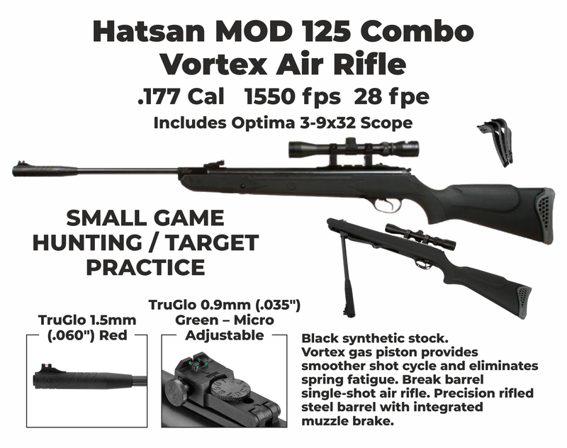 Hatsan Mod 125 Combo Vortex .177 Caliber Break Barrel Air Rifle with Scope