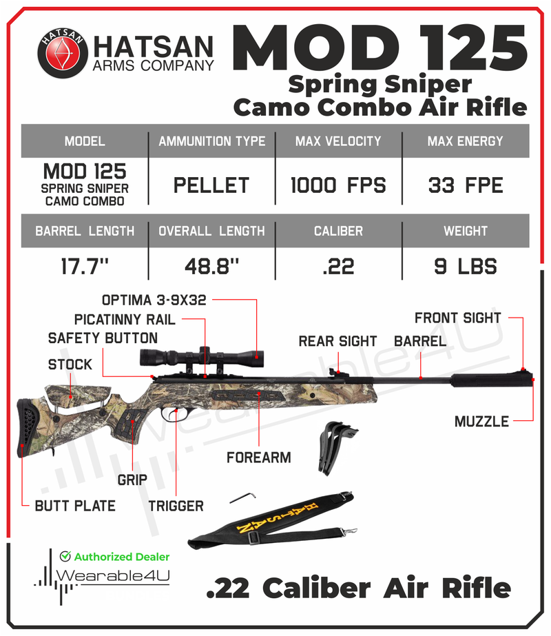 Hatsan MOD 125 Spring Sniper Camo Combo Air Rifle