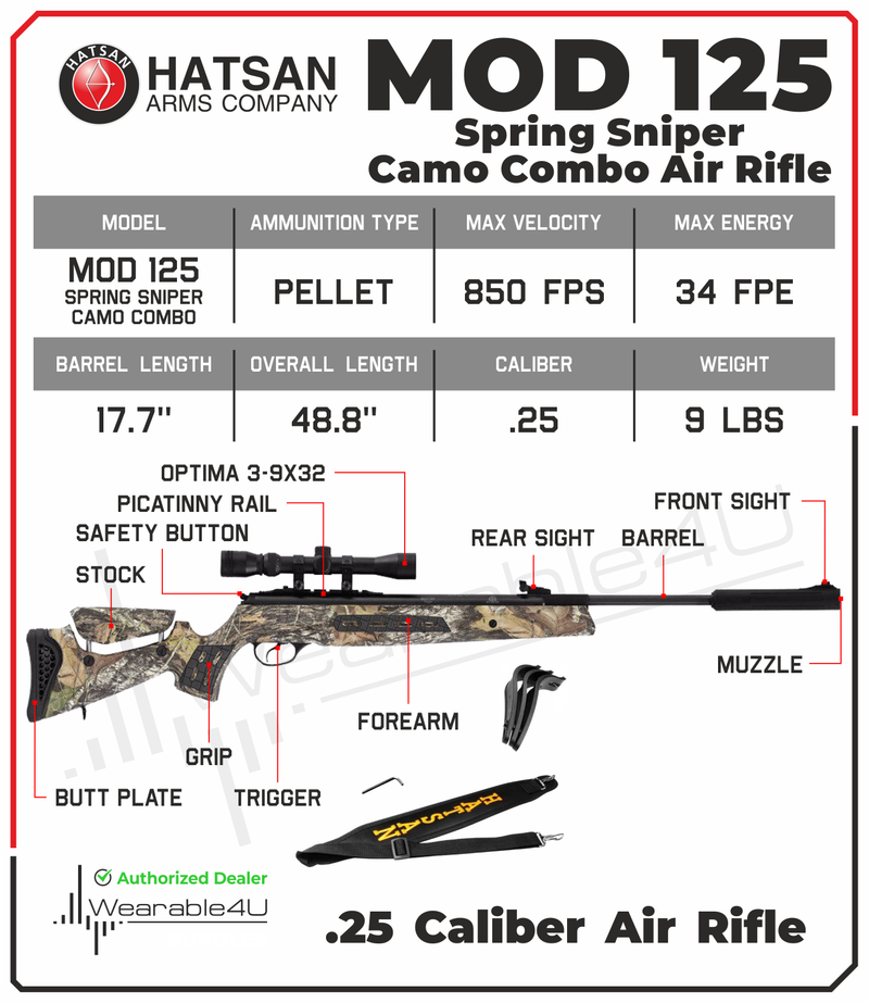 Hatsan MOD 125 Spring Sniper Camo Combo Air Rifle