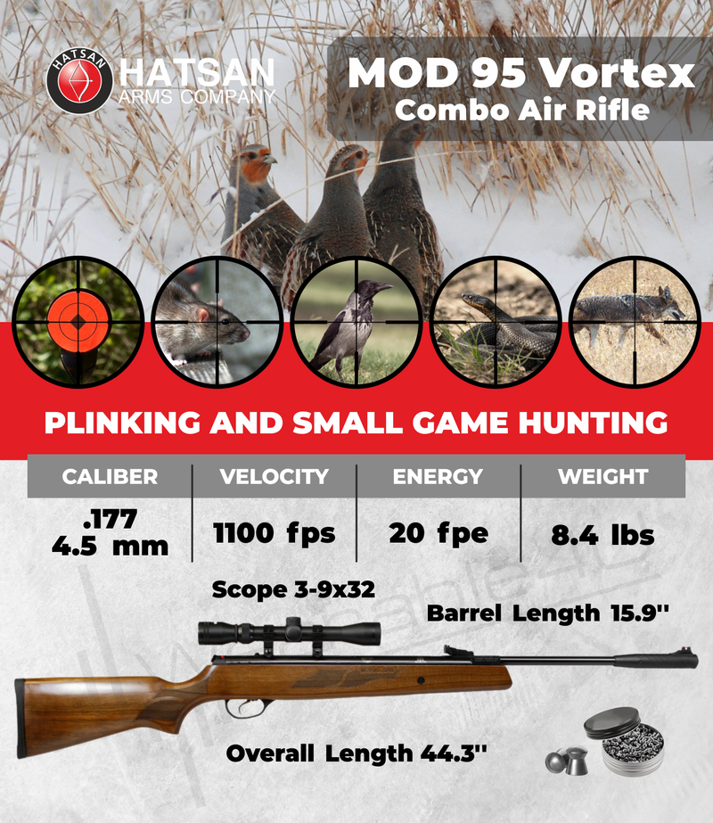 Hatsan Mod 95 Vortex Combo .177 Caliber Break Barrel Air Rifle