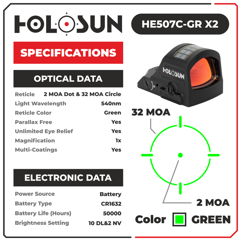 Holosun Elite Green Dot Sight HE507C-GR X2