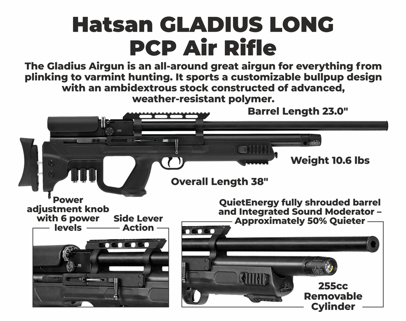 Hatsan Gladius Long PCP Side Lever Action Air Rifle with Included Wearable4U Bundle