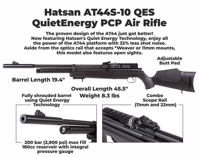Hatsan AT44S10 QE QuietEnergy Open Sight (Caliber: .177, .22 or .25)