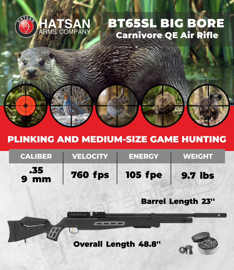 Hatsan BT65SL Quiet Energy Big Bore Carnivore .35 Caliber PCP Air Rifle