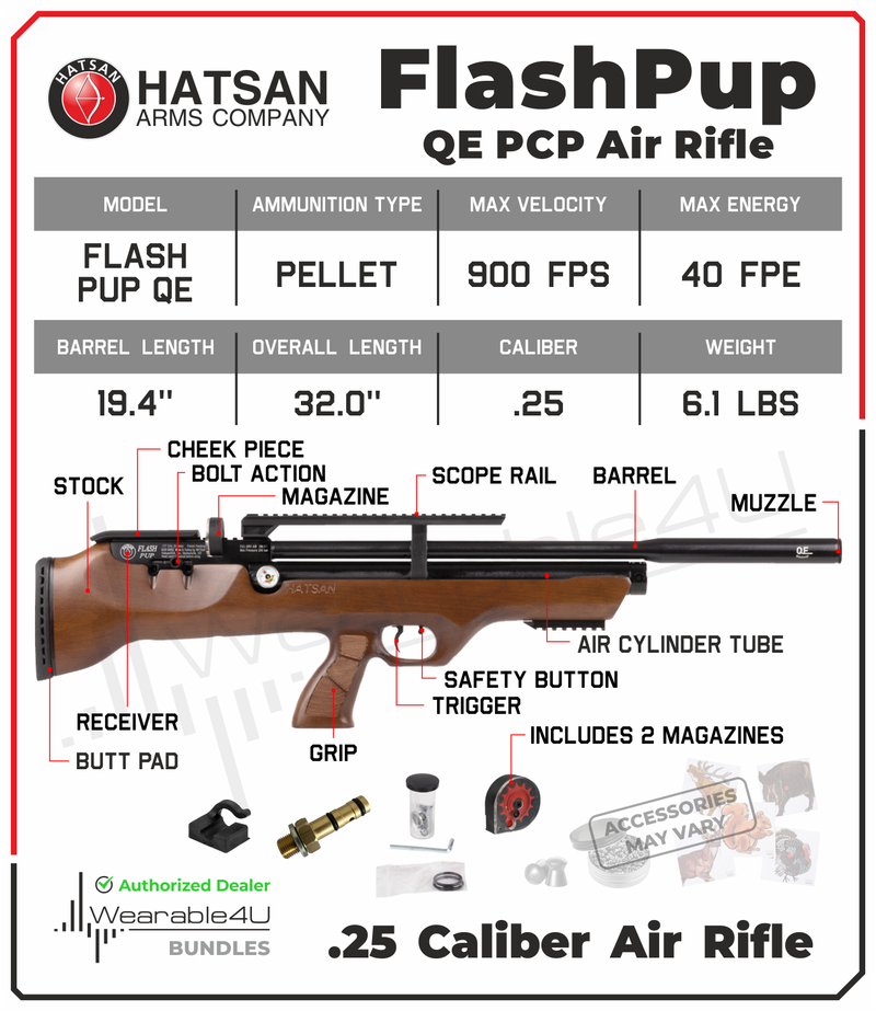 Hatsan FlashPupQE PCP Air Rifle with Wearable4U Bundle