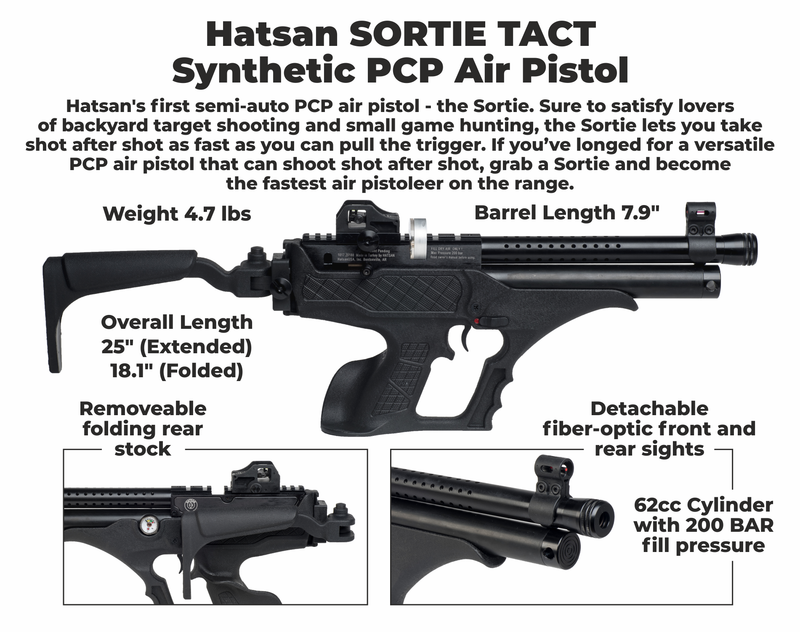 Hatsan Sortie Tact Semi-Auto PCP Precharged Pneumatic Synthetic Air Pistol