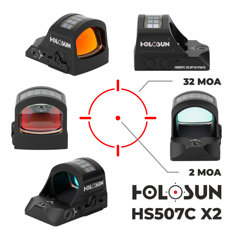 HOLOSUN HS507C-X2 Classic Multi Reticle Red Dot Sight with W4U Lens Cleaning Cloth Bundle