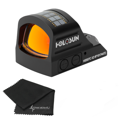 HOLOSUN HS507C-X2 Classic Multi Reticle Red Dot Sight with W4U Lens Cleaning Cloth Bundle
