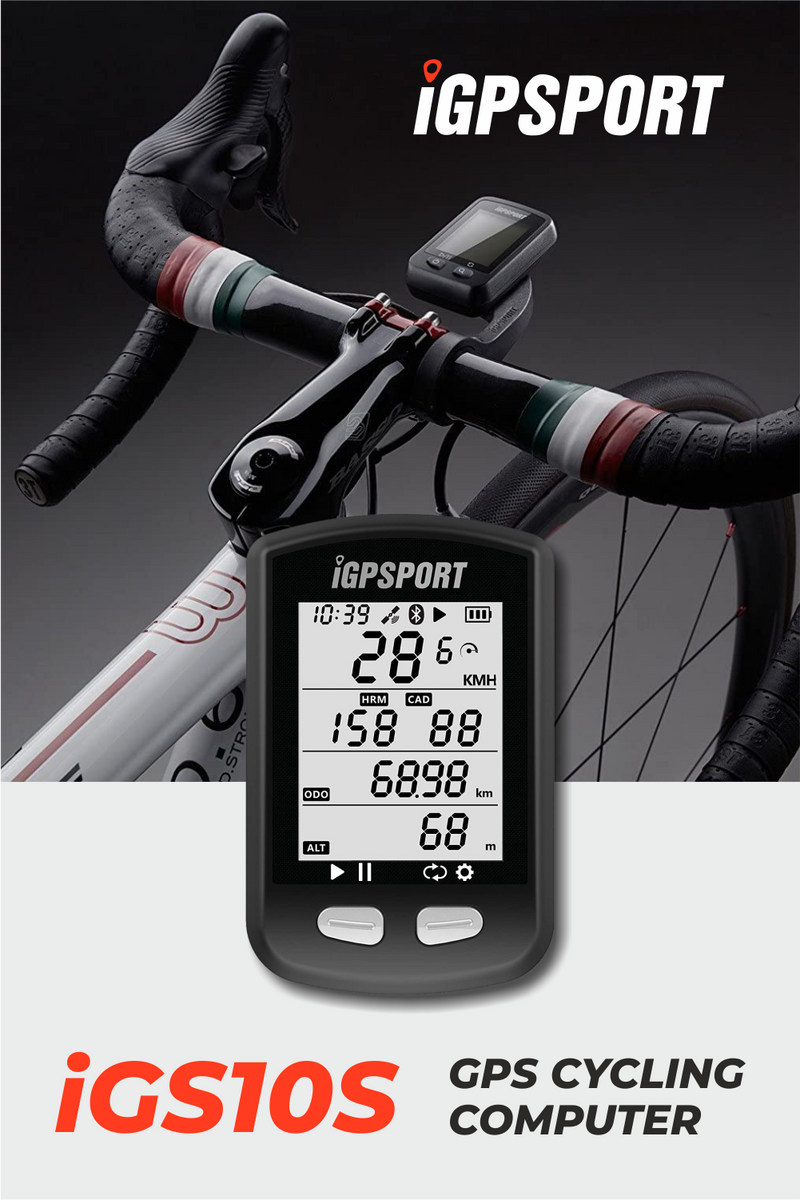 iGPSPORT iGS10S GPS Bluetooth/ANT+ Cycling Computer with HR60 Heart Rate, M80 Mount, SPD70 Speed and CAD70 Cadence Sensors and Bike Multi-Tool Bundle