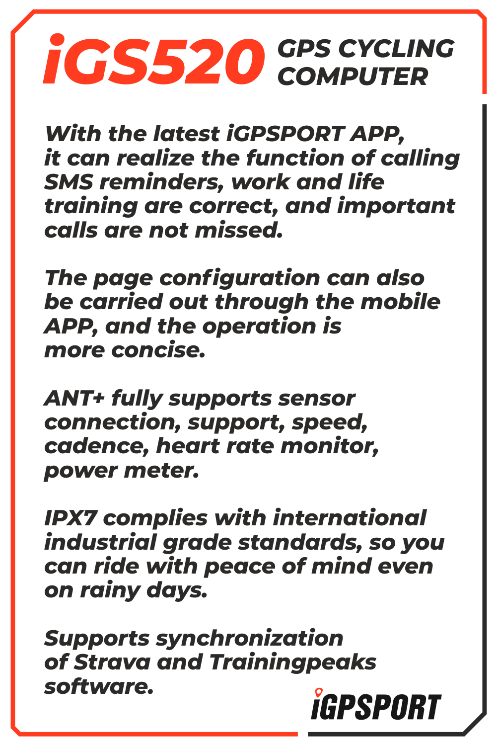 ② IGP Sport IGS520 Ordinateur de vélo / GPS — Accessoires vélo
