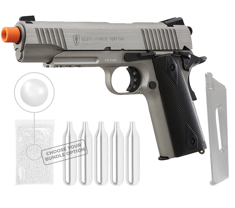 Umarex Elite Force 1911 TAC Blowback Airsoft Pistol (2279556) with Included Bundle