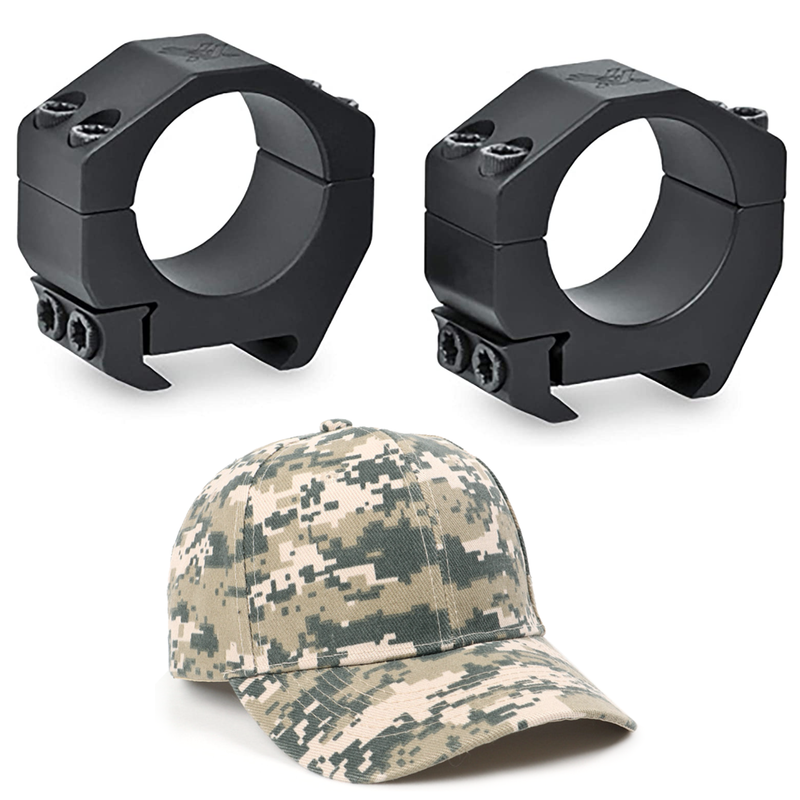 Vortex Optics Precision Matched Weaver and Picatinny 1 Inch Height 0.76 inches Low Rings Set with Free Hat Bundle