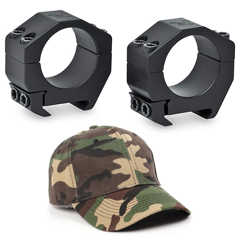 Vortex Optics Precision Matched Weaver and Picatinny 1 Inch Height 0.76 inches Low Rings Set with Free Hat Bundle