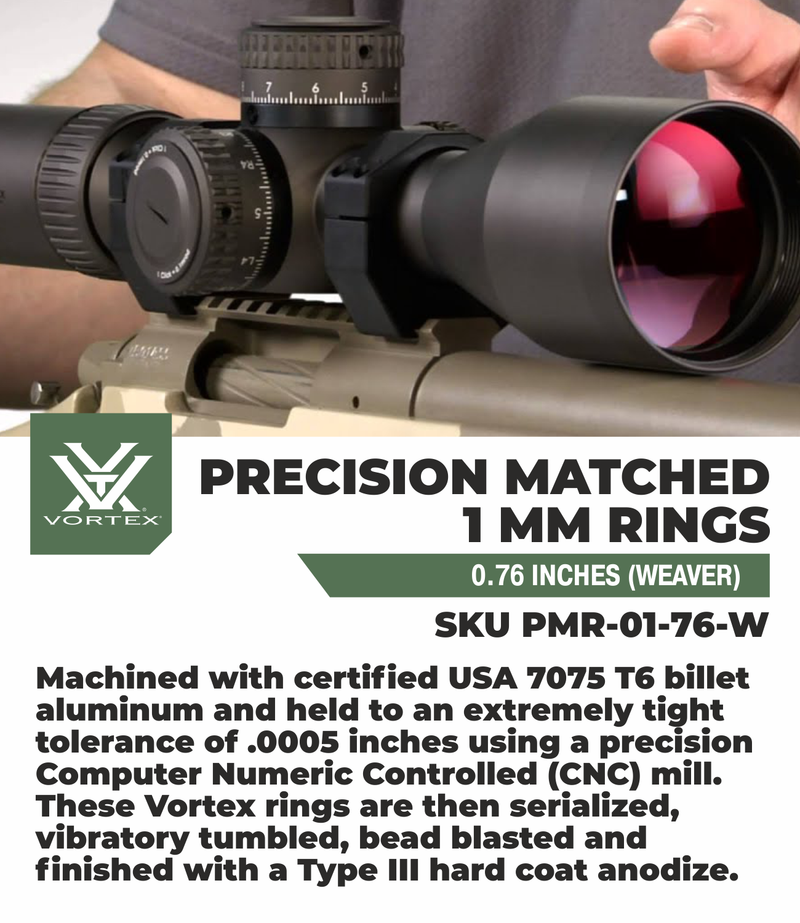 Vortex Optics Precision Matched Weaver and Picatinny 1 Inch Height 0.76 inches Low Rings Set with Free Hat Bundle
