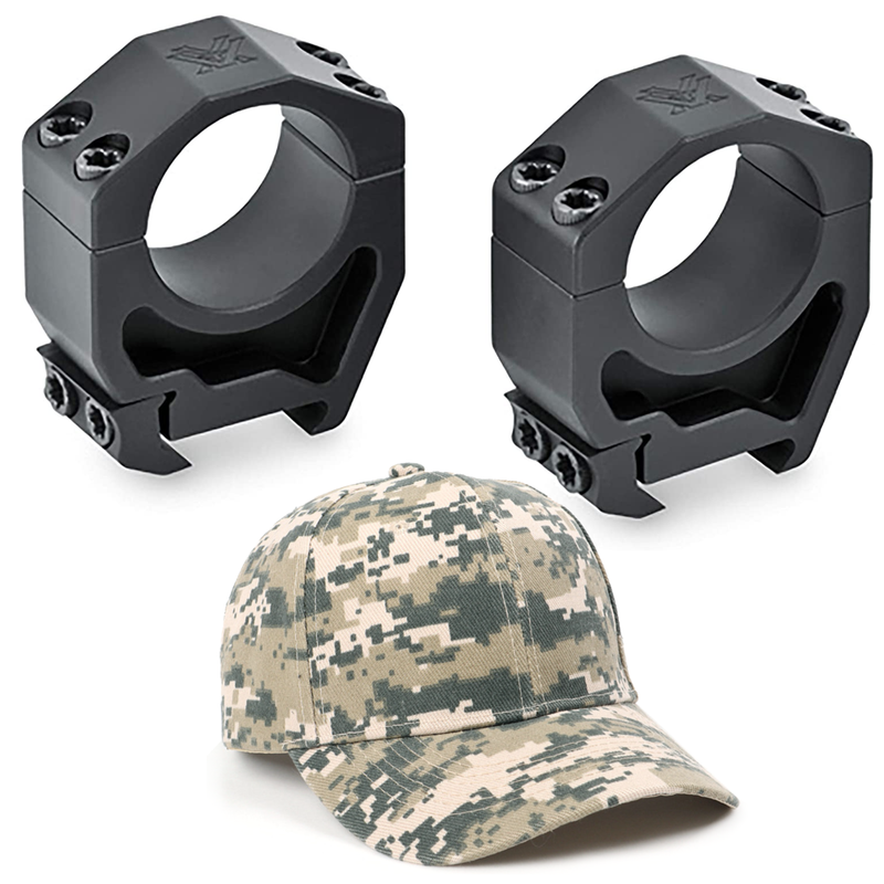 Vortex Optics Precision Match 30mm Rings Set High 1.26 in with Free Hat Bundle