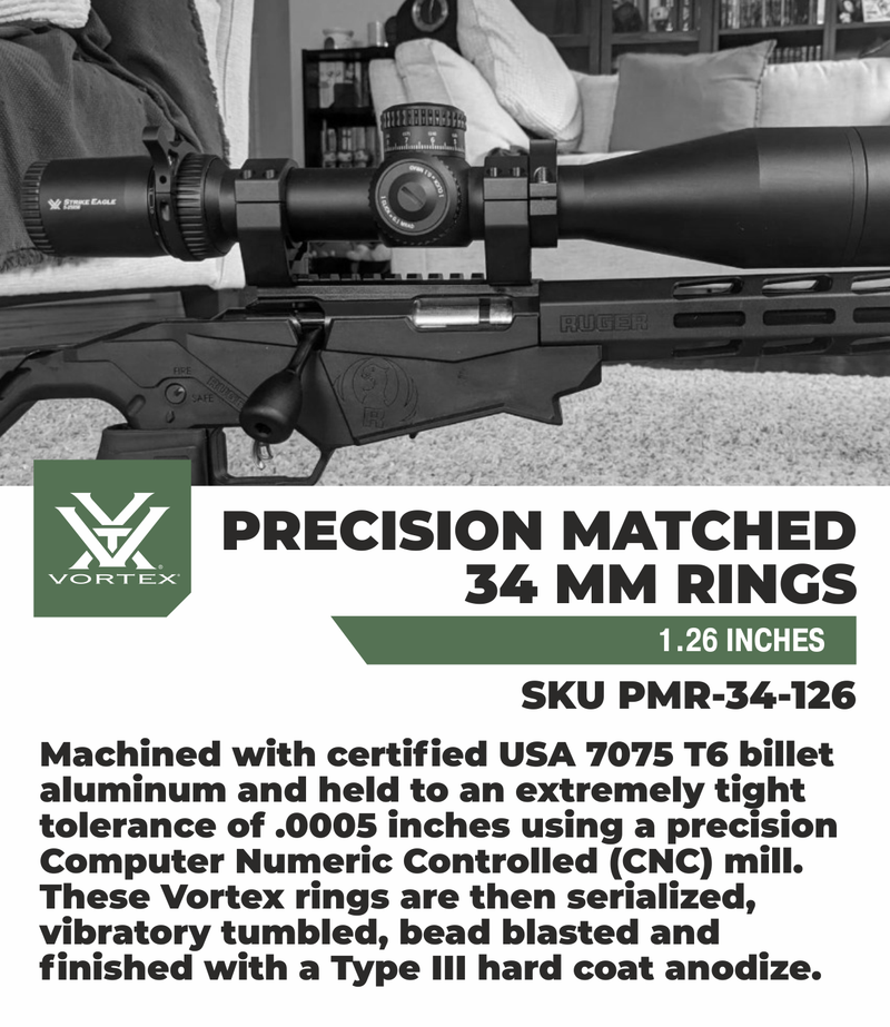 Vortex Optics Precision Matched Rings 34mm with Free Hat Bundle