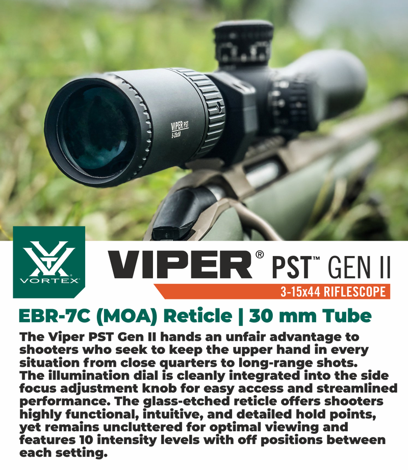 Vortex Optics Viper PST Gen II 5-25x50 FFP Riflescope EBR-7C with Rings