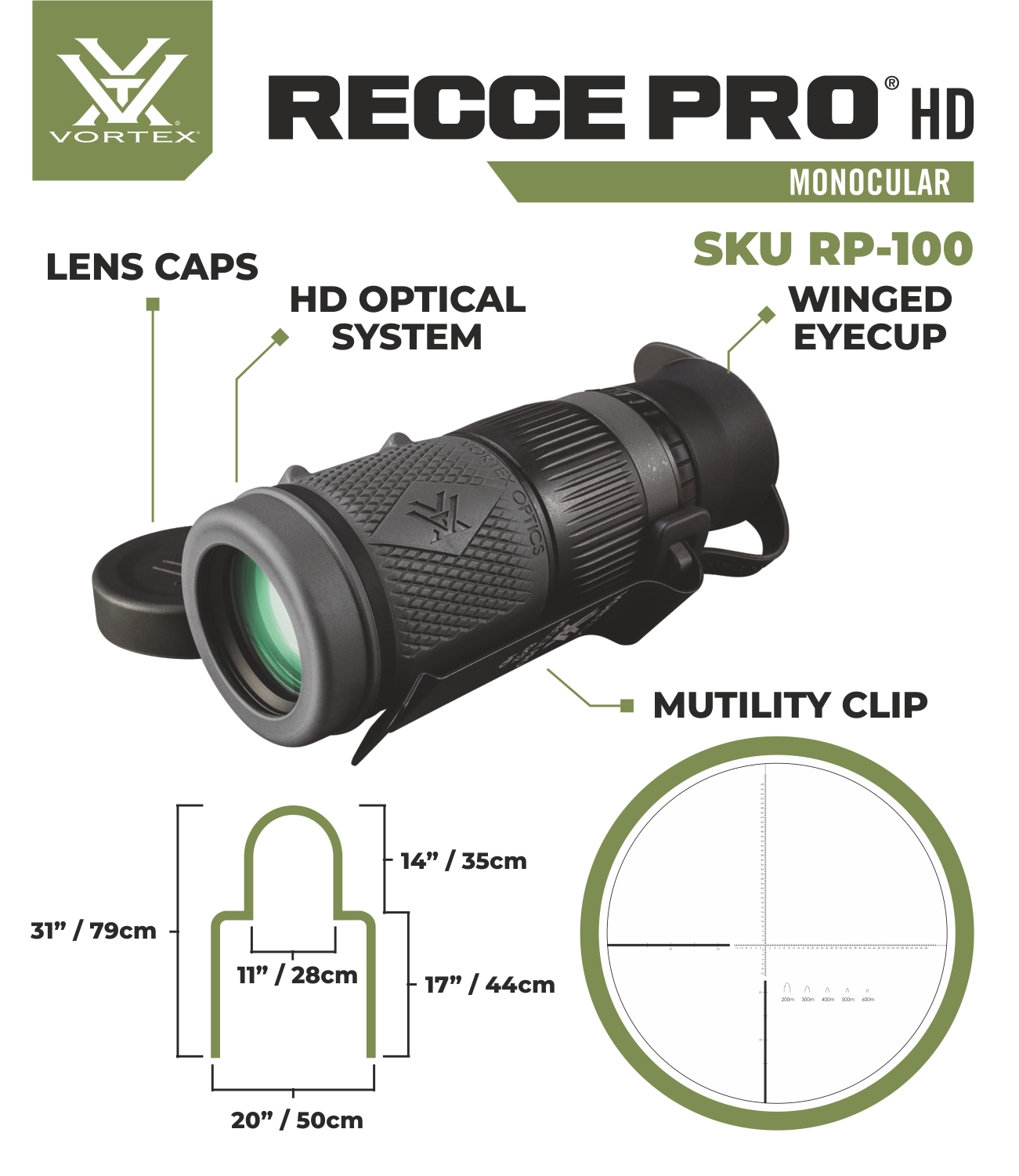 Vortex RECCE PRO HD 8x32 Ranging Ret Monocular with Free Hat Vortex RECCE PRO HD 8x32 Ranging Ret Monocular with Free Hat