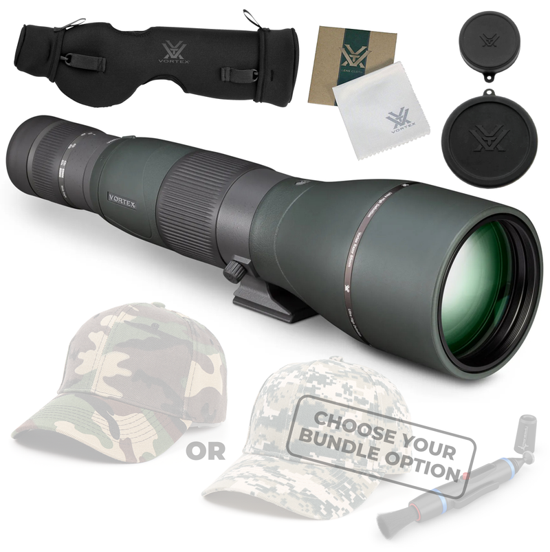 Vortex Optics Razor HD 27-60X85 Straight RS-85S Spotting Scope with Free Hat and Lens Cleaning Pen Bundle