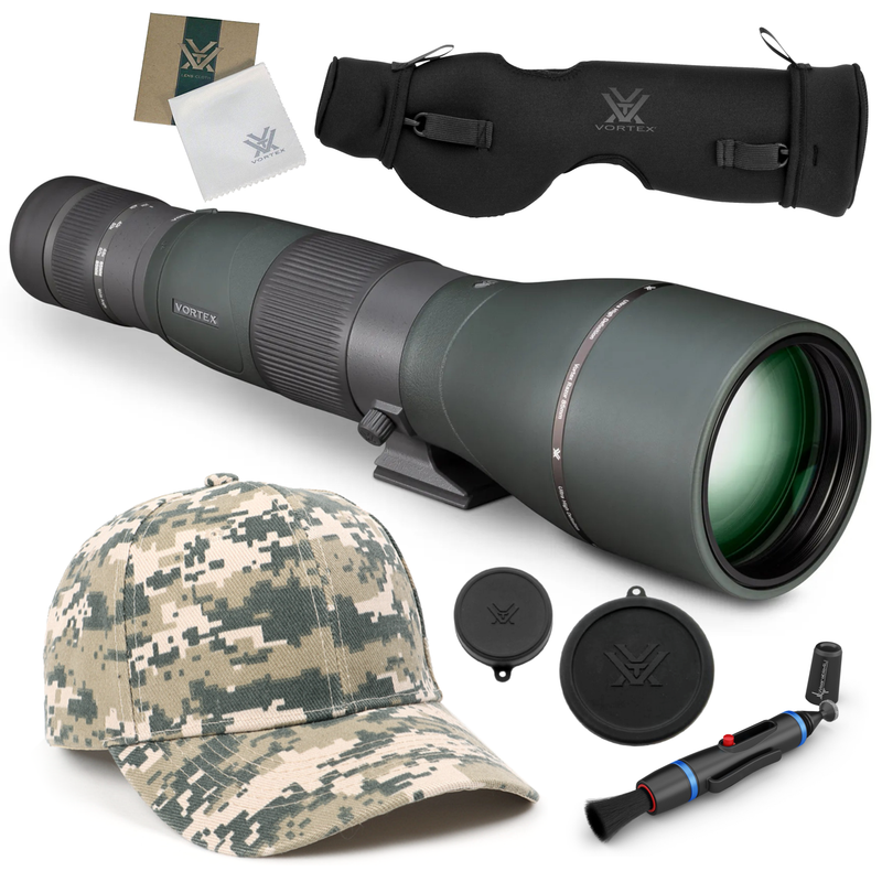 Vortex Optics Razor HD 27-60X85 Straight RS-85S Spotting Scope with Free Hat and Lens Cleaning Pen Bundle
