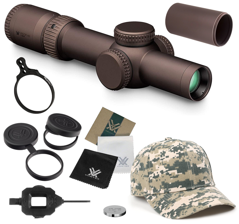 Vortex Optics Razor HD Gen III 1-10x24 FFP EBR-9 34mm Tube Riflescope with Mount and Hat Bundle Bundle