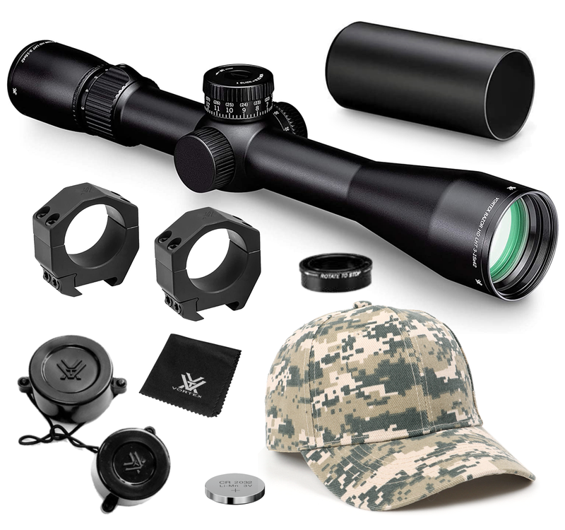 Vortex Optics Razor HD LHT 3-15x42 SFP HSR-5i (MOA) Reticle 30 mm Tube Riflescope with Mount and Hat Bundle