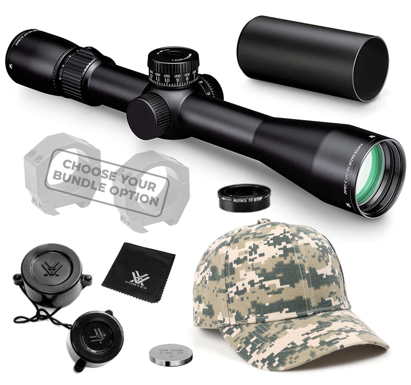 Vortex Optics Razor HD LHT 3-15x42 SFP HSR-5i (MOA) Reticle 30 mm Tube Riflescope with Mount and Hat Bundle