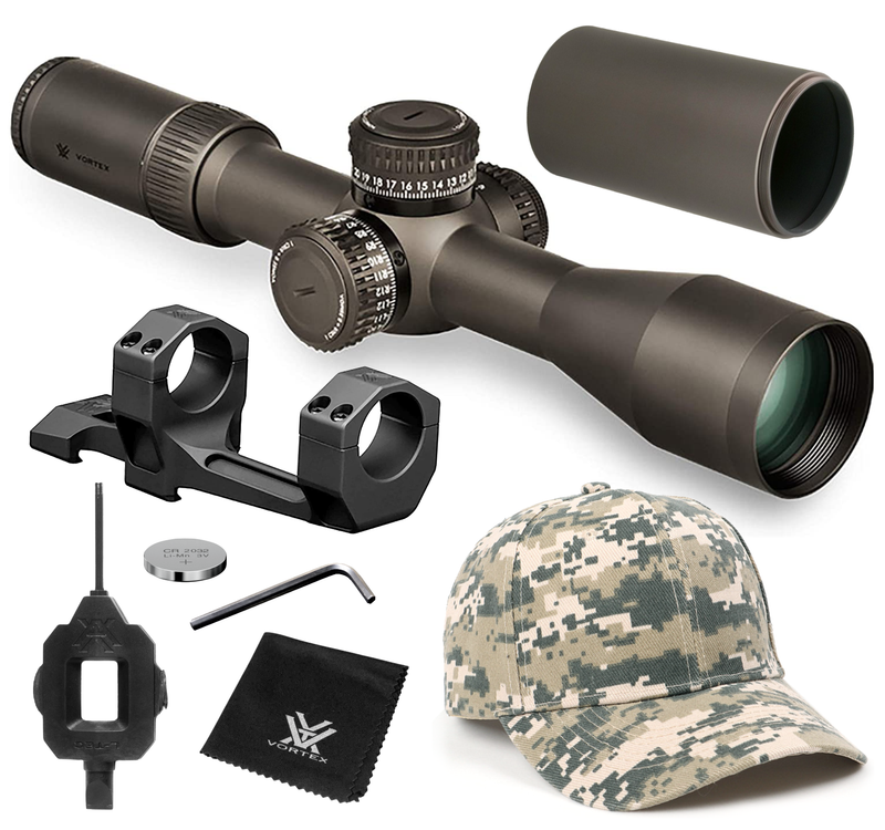 Vortex Optics Razor HD Gen II 4.5-27x56 FFP Riflescope EBR-7C MOA, 34mm Tube with Wearable4U Mount and Hat Bundle