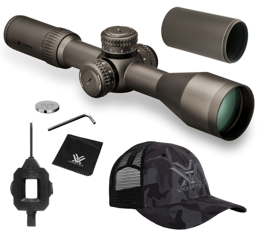 Vortex Optics Razor HD Gen II 4.5-27x56 FFP Riflescope EBR-7C (MRAD), 34mm Tube with Vortex Optics Free Hat, Black Camo Bundle