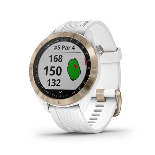 Garmin Approach S40 GPS Golf Smartwatch (Light Gold with White Band)