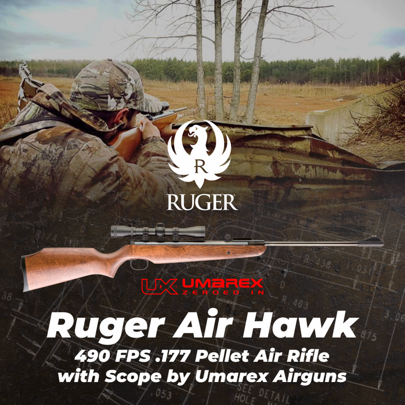 Umarex Ruger Air Hawk 490 FPS .177 Air Rifle w/ 4x32mm Scope Wearable4U Bundle