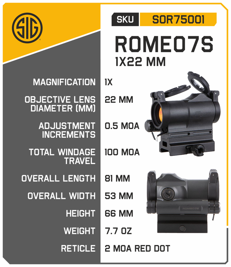 Sig Sauer ROMEO7S Compact Red Dot Sight 1X22mm